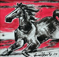 Mashkoor Raza, 12 x 12 Inch, Oil on Canvas, Horse Painting, AC-MR-710